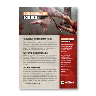 Schließung aller Schlachthäuser – Flyer (ARIWA)