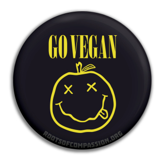 Go Vegan Apfel- Button