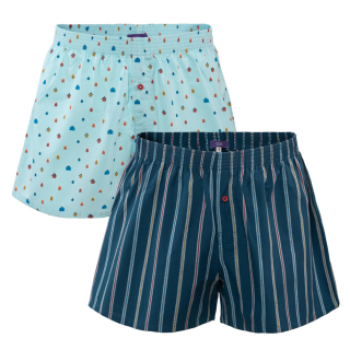 Basic - boxers - pack of 2 (light blue/striped)