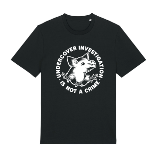 Solidarity T-shirt "Undercover Investigation is Not a Crime" T-Shirt - large/loose cut