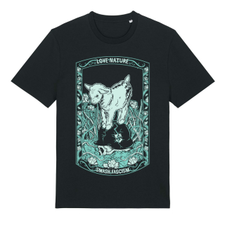 Love Nature, Smash Fascism (zweifarbiger Druck) - T-Shirt - groß/gerader Schnitt