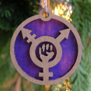 linksgrünversiffter Baumschmuck gemischt - handgemachte Upcycling-Deko