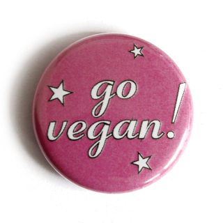 Go Vegan! (pinks stars) - Button