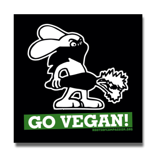 Go Vegan Rabbit - schwarz - Aufkleber