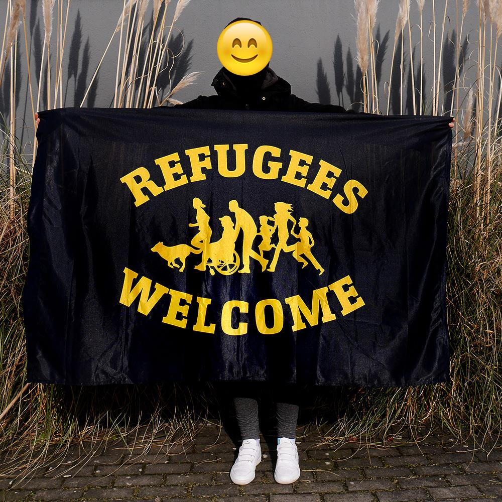 Fahne Refugees Welcome Hissflagge 90 x 150 cm Flagge 
