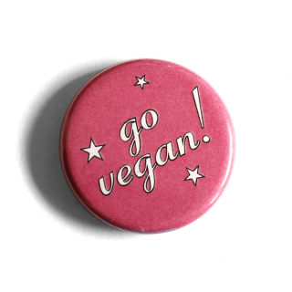 Go Vegan! (pink with stars) -  Fridge Magnet