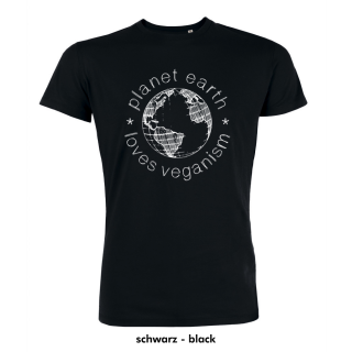 SALE! Planet Earth Loves Veganism - T-Shirt - groß/gerader Schnitt (Auslaufmodell)