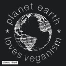 SALE! Planet Earth Loves Veganism - T-Shirt - groß/gerader Schnitt-XS-navy (Auslaufmodell)
