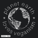 SALE! Planet Earth Loves Veganism - T-Shirt - groß/gerader Schnitt-M-schwarz (Auslaufmodell)