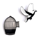 Bird and Open Cage - Pin 2 pcs-set 