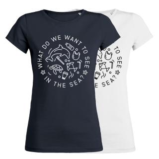 SALE! What do we want to see in the sea? - T-Shirt - klein/taillierter Schnitt 2XL weiß (Auslaufmodell)
