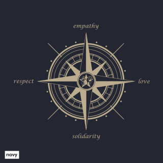Kompass (empathy, love, solidarity, respect) - T-Shirt - klein/taillierter Schnitt