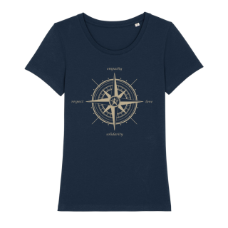 Kompass (empathy, love, solidarity, respect) - T-Shirt - small/waisted cut