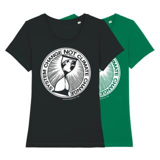 SALE! System Change Not Climate Change - Soli T-Shirt - small/waisted cut black XS (discontinued model)