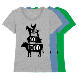 Friends not Food - T-Shirt - klein/taillierter Schnitt M hellblau meliert