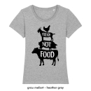 Friends not Food - T-Shirt - small/waisted cut M mid heather blue