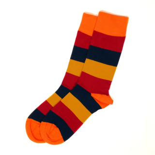 Basic - socks (with coloured stripes, red-orange)