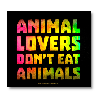 Animal Lovers Dont Eat Animals - Sticker (hologram)