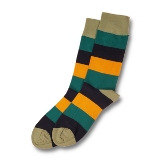 Basic - socks (with coloured stripes, yellow-turquoise)