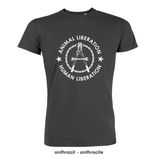 SALE! Human Liberation - Animal Liberation - T-Shirt - groß/gerader Schnitt XS anthrazit